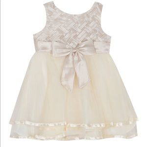 EUC Rare Editions Baby Girl satin basket weave bodice 2tier mesh skirt w/ panty